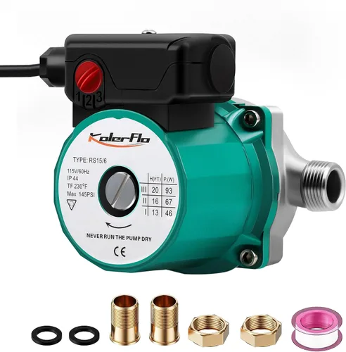 Bomba de recirculación de agua caliente, bomba de circulación de 93W 3/4" NPT, cabezal de acero inoxidable para sistema de calentador de agua Rs15/6