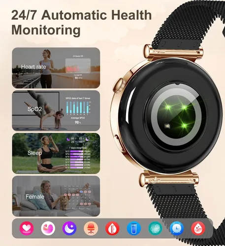 Miniatura 3 de Reloj inteligente para mujer con llamada Bluetooth, reloj de fitness de 1.27 pulgadas, contador de pasos, monitor de sueño de frecuencia cardíaca