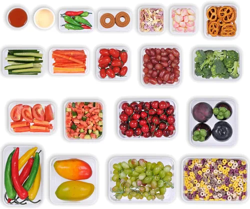Miniatura 9 de 40 recipientes reutilizables de almacenamiento de alimentos con tapas herméticas, 100% de plástico a prueba de fugas, organizador de cocina de grado