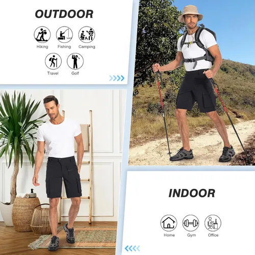 Miniatura 6 de Hiauspor Pantalones cortos de ciclismo de montaña para hombre, elásticos, de secado rápido, para senderismo, trabajo, golf, pesca, táctico