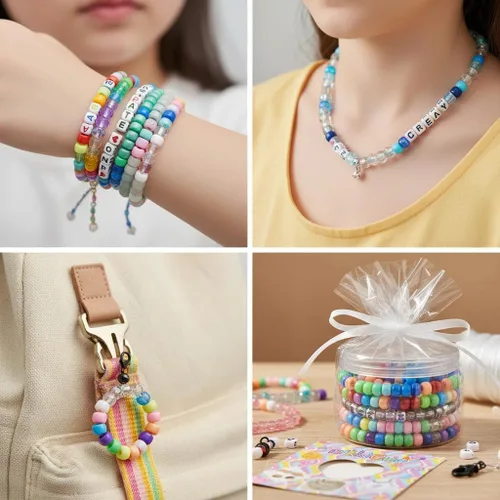 Miniatura 3 de HardyGuo - Cuentas de poni de 24 colores con letras para hacer pulseras de amistad, adecuadas para principiantes, como regalo
