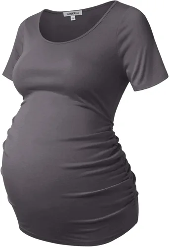 Miniatura 242 de GINKANA Blusas de maternidad de manga corta, diseño floral, fruncido, casual, para mamá, para embarazo