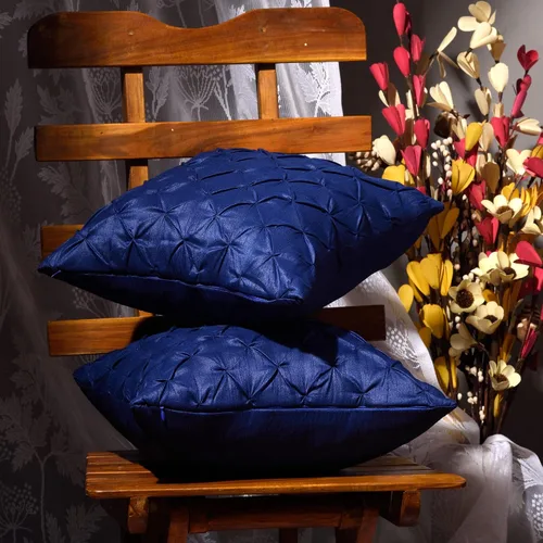 Miniatura 4 de Almohada decorativa azul hecha a mano para sofá, funda de almohada pintuck, fundas de almohada abstractas azules, paquete de 2 fundas de almohada