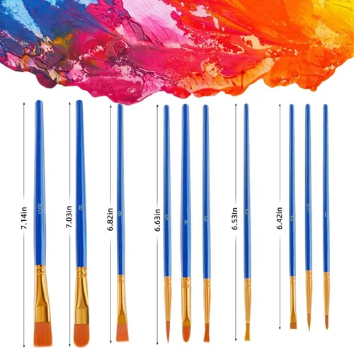 Miniatura 4 de Juego de 20 pinceles de pintura para aceite acrílico, acuarela, planos y redondos, para pintura lavable, pintura artística, pinceles pequeños a