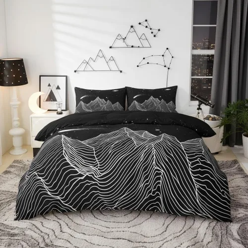 Miniatura 29 de Homewish Juego de ropa de cama de elefante, tamaño Queen, funda de edredón a rayas azules para niños y niñas, juego de funda de edredón de animales