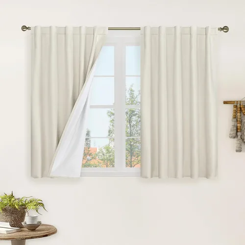 Miniatura 29 de LAMIT Cortinas de lino natural 100 % opacas para ventana, para dormitorio, 45 pulgadas, cortinas térmicas con textura de lino estilo granja