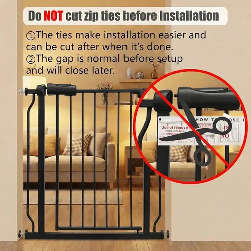 Miniatura 7 de Puerta para bebés y perros de 34 a 38.5 pulgadas, cierre automático, puerta de seguridad interior montada en tensión para escaleras y puertas, metal