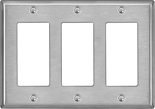Miniatura 9 de BESTTEN Paquete de 10 Placas de Pared de Metal Decorativas con Película Protectora, Cubierta de Tomacorriente de Acero Inoxidable Decorativa de 1 1.