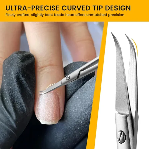 Miniatura 3 de BEZOX Tijeras de cutícula de punta curvada de precisión, tijeras de piel muerta y muerta de uñas afiladas de estilo ruso, recortadora de cutículas