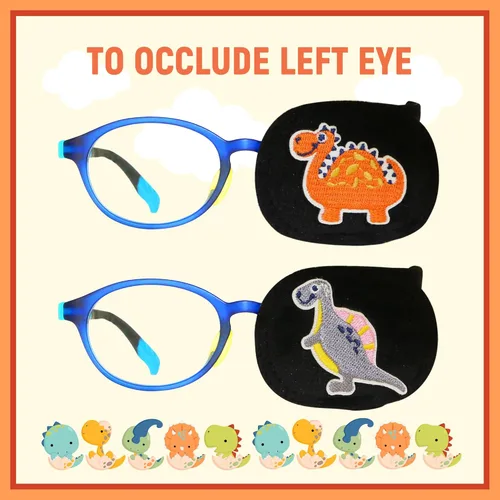 Miniatura 6 de Astropic 2 parches de ojos para niños Parche de ojo de dinosaurio para niños para gafas Parches médicos para ojos para niños con ojo perezoso