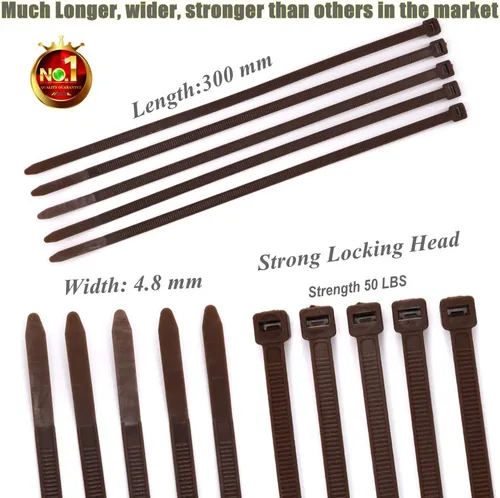Miniatura 4 de Bridas fuertes marrones de 12 pulgadas, bridas de color madera, bridas de cremallera, herramientas de mano de jardinería resistentes, lazos