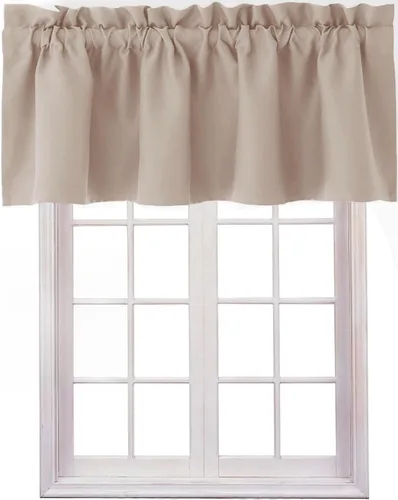 Miniatura 32 de Hiasan - Cortinas de cenefa negras con bolsillo para barra, cortinas opacas para ventanas de cocina, 52 x 18 pulgadas de largo, 1 panel Negro