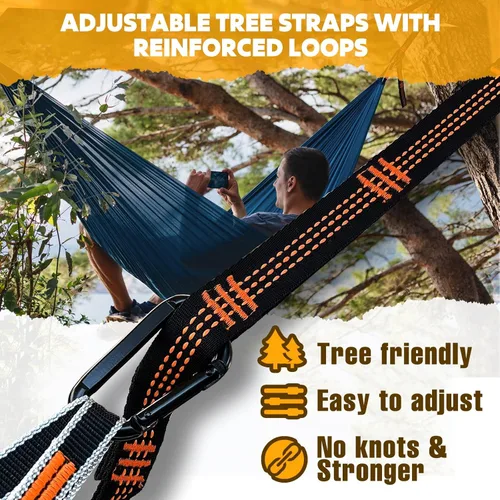 Miniatura 3 de NATUREFUN Hamaca ultraligera para viajes y camping Capacidad de carga de 300 kg, transpirable, de secado rápido Incluye 2 mosquetones premium, 2
