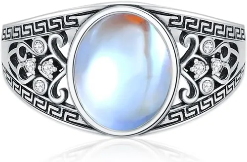 Anillo vintage de plata de ley 925 con forma de corazón, redondo, corte ovalado, de plata de ley 925, con filigrana oxidada, retro, para mujer,
