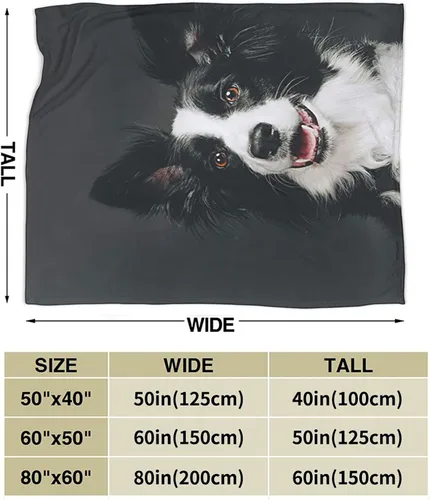 Miniatura 4 de Manta moderna de franela y felpa, manta con sonrisa de Border Collie para perros felices para un mejor sueño, manta de fácil cuidado para aire