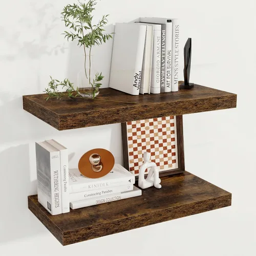 Miniatura 71 de Fun Memories Estantes flotantes de 12 pulgadas de profundidad, estantes de pared de madera de 16 x 12 pulgadas, estante de almacenamiento rústico