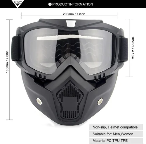Miniatura 4 de SPOSUNE Gafas de motocross, máscara de paintball, máscara facial desmontable, gafas de seguridad para motocross para hombres y mujeres