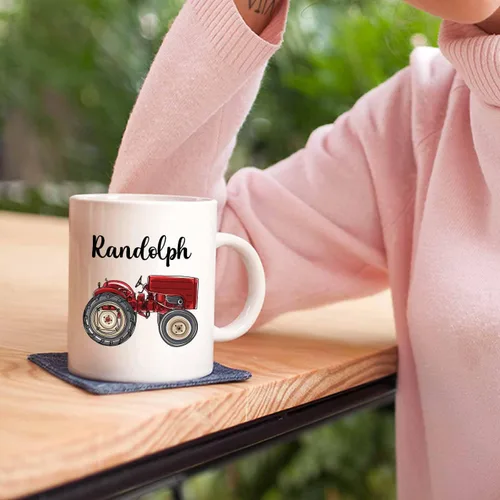 Miniatura 5 de Tazas de café personalizadas con nombre "Born To Farm Forced To Go To School" de 11 onzas y 15 onzas, taza de café personalizada para tractores