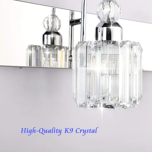 Miniatura 6 de Ralbay Modernas luces LED de cristal para tocador de baño, 3 luces de acero inoxidable, luces de tocador de cristal sobre el espejo, accesorios