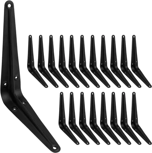 Miniatura 9 de Paquete de 20 soportes flotantes de metal negro resistente de 4 x 3 pulgadas, soporte en L, soporte de esquina para montaje en pared, capacidad