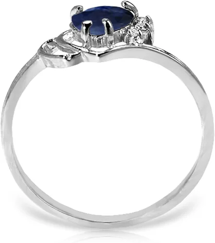 Miniatura 7 de Galaxy Gold GG Anillo de oro de 14 quilates con diamantes auténticos y zafiro natural en forma de corazón