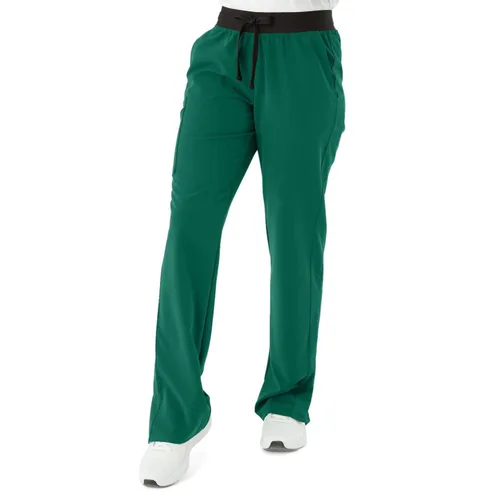 Miniatura 125 de ave. Varick - Pantalón médico de tiro medio para mujer, pierna recta, seis bolsillos, color azul caribeño, talla S