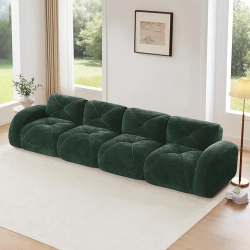 Miniatura 28 de Sofás modulares modulares de 110.6 pulgadas para sala de estar, sofá moderno de terciopelo sin hueso, no requiere montaje, cómodo sofá sin hueso