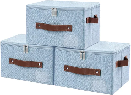 Miniatura 20 de Lucky Monet 1 contenedor de almacenamiento con tapas de cremallera de 10 x 8 x 7 pulgadas, cajas de almacenamiento plegables de tela con tapa