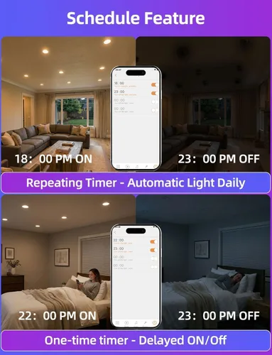 Miniatura 8 de Paquete de 12 bombillas LED empotradas BR30, 16 millones de colores RGB, control Bluetooth APP BRmesh APP 2700K-6000K blanco sintonizable, base E26