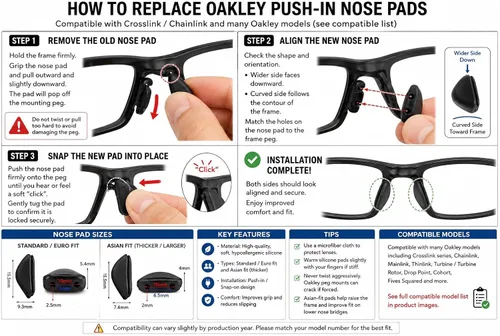 Miniatura 4 de GALAXYLENSE Almohadillas de nariz y orejeras para Oakley Crosslink negro OX8118 OX8027 OX8029 OX8030 OX8031 OX8033 OX3149 OX3128