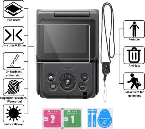 Miniatura 2 de Aenllosi Funda de almacenamiento rígida de repuesto compatible con cámara Canon PowerShot V10 Vlog, bolsillo de malla para cable de carga USB