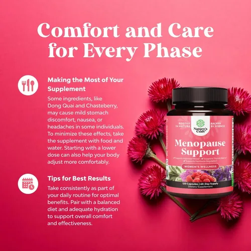 Miniatura 5 de Suplemento completo de hierbas para la menopausia para mujeres - Cápsulas de equilibrio hormonal femenino para sudores nocturnos, sofocos y cambios