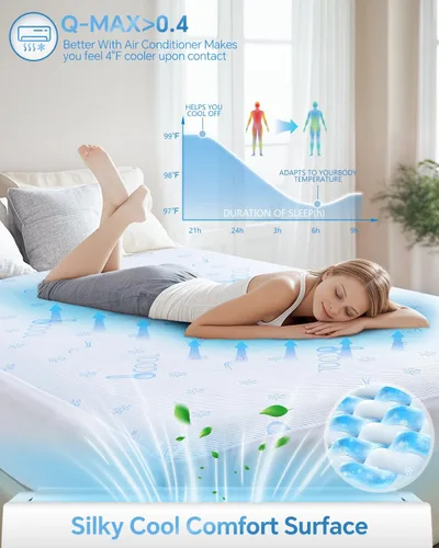Miniatura 2 de Kmall Protector de colchón refrescante tamaño Queen, 100% impermeable y transpirable, funda de colchón de tela de aire 3D fresca, protector