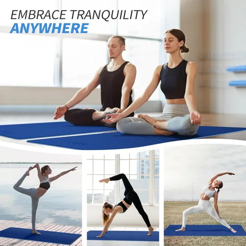 Miniatura 5 de CAMBIVO Tapete de yoga para mujeres, hombres y niños, 1/3, 1/4 y 2/5 pulgadas, extra grueso, antideslizante, 72 x 24 pulgadas, tapete de yoga de Azul