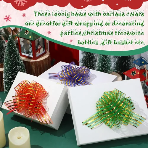 Miniatura 7 de Poen 24 Piezas Lazos de Organza con Cordón de Navidad de 6 Pulgadas Lazos Grandes de Cinta para Envolver Regalos Manualidades para Envolver Regalos