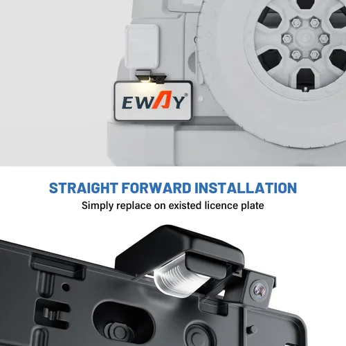 Miniatura 4 de EWAY Cámara de seguridad de marcha atrás para Jeep Wrangler JK JKU 2007-2018 cámaras de visión trasera impermeable fácil montaje con línea