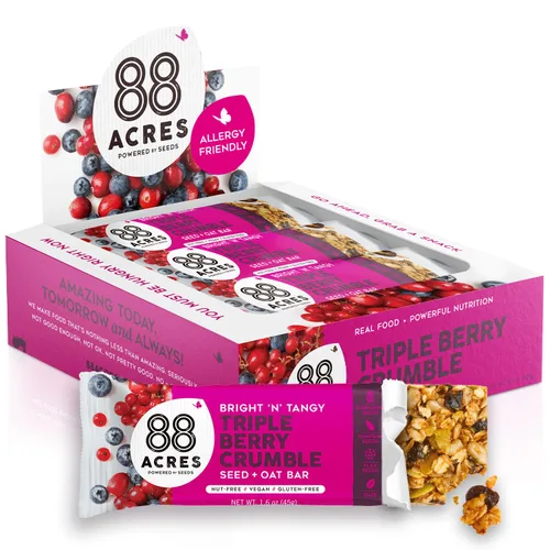 Miniatura 12 de 88 Acres Barras de granola Arándano Limón Barra de granola de avena y semillas sin gluten, sin frutos secos Vegana y siempre sin OMG Paquete