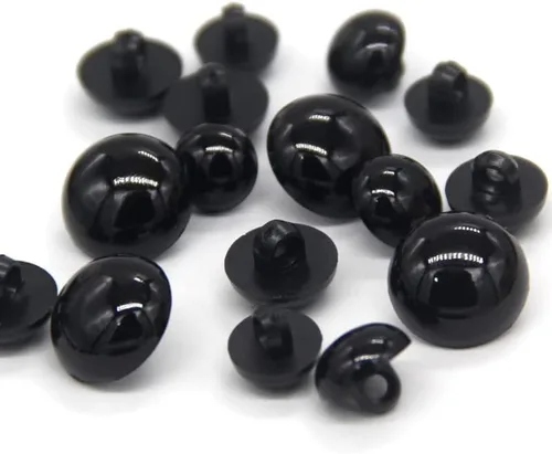 Miniatura 4 de 100 botones de seguridad negros de 0.394 pulgadas, cuentas redondas de plástico sólido abovedado, para ropa, camisas, faldas, abrigos, para juguetes