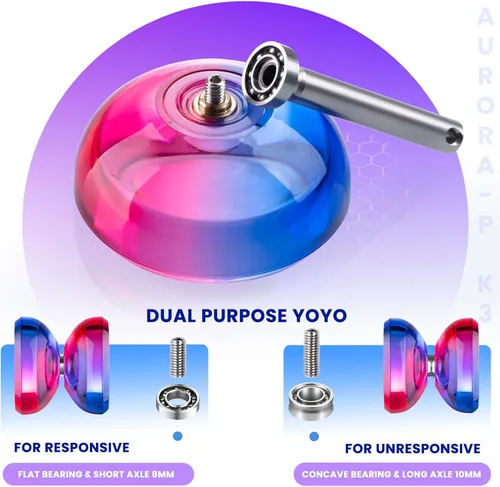 Miniatura 6 de MAGICYOYO Crystal Yoyo K3 Aurora-p, yoyó sensible para niños de 8 a 12 años, truco de giro de dedo profesional para avanzados, con rodamiento que