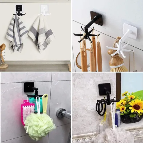 Miniatura 6 de Ganchos Portautensilios Colgantes Soporte para Utensilios de Cocina Gancho para Pared Montaje con Rotación de 360 Grados Gancho Plegable