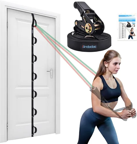 Miniatura 10 de Brebebe Anclaje de puerta mejorado para ejercicios de bandas de resistencia, anclaje de múltiples puntos con 7 bucles + 7 anillos D