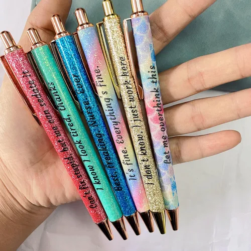 Miniatura 4 de Jxueych Hilarante juego de 5 bolígrafos de humor de oficina con frases sarcásticas – Silénciarte, siempre fuera de la oficina y más Regalo