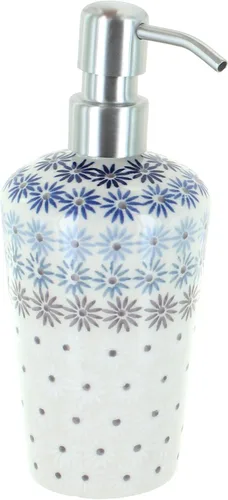 Miniatura 21 de Cerámica polaca de rosa azul, dispensador de jabón de margaritas azules, 6.75 pulgadas de alto, accesorio de baño de cerámica polaca pintado a mano