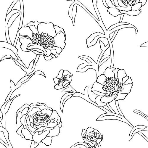 Miniatura 11 de Tempaper Papel tapiz floral extraíble con despegar y pegar de peonías metálicas en blanco y negro, 20.5 pulgadas x 16.5 pies, fabricado