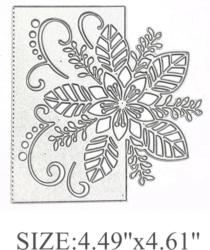 Miniatura 2 de hinana Hojas de flores de Navidad troqueladas de metal, troqueles de borde de flores, plantillas cortadas para álbumes de recortes, álbumes