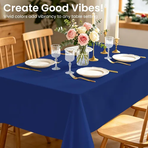 Miniatura 63 de Paquete de 6 manteles de plástico desechables azules y blancos a cuadros, manteles de plástico azules para fiestas, 54 x 108 pulgadas impermeables