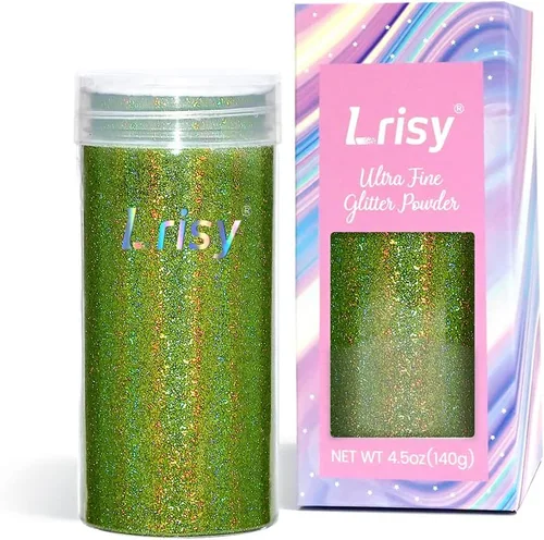 Miniatura 22 de Lrisy - Polvo holográfico de purpurina extrafina con tapa agitadora, lentejuelas con purpurina para resina epoxi, slime, vasos, uñas y artes