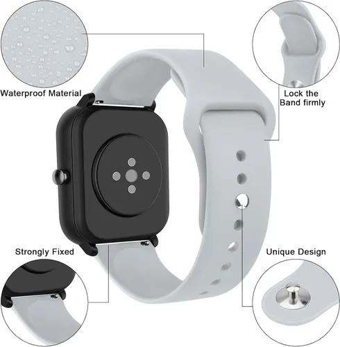Miniatura 2 de Bandas de silicona para Amazfit Bip 3 Pro/Bip U Pro/GTR de 1.654 in, 0.787 in, paquete de 3 pulseras de repuesto suaves de liberación rápida