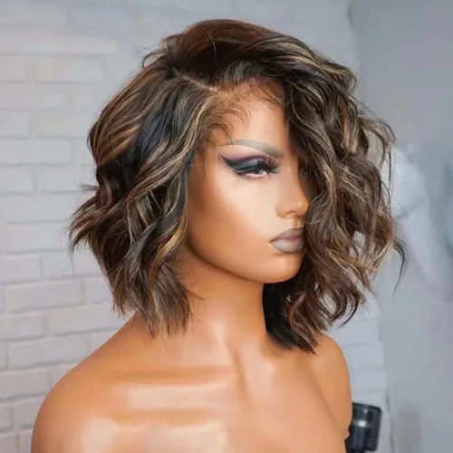 Miniatura 14 de Peluca de cabello humano virgen brasileño virgen brasileño ondulado con encaje frontal transparente HD de 13 x 6 pulgadas, nudos blanqueados