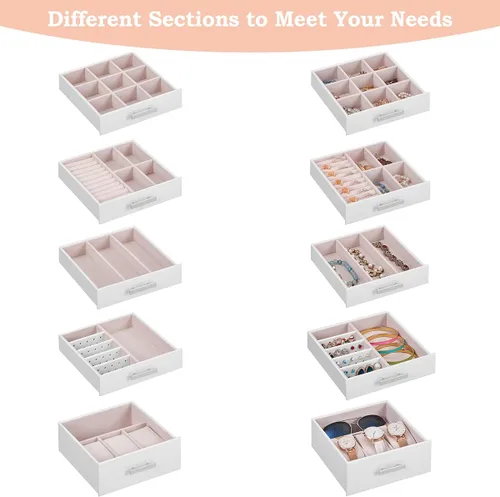 Miniatura 5 de ANWBROAD Joyero organizador de joyas, organizador de joyas, caja de almacenamiento para todos los pendientes, collares, pulseras, relojes, cajas